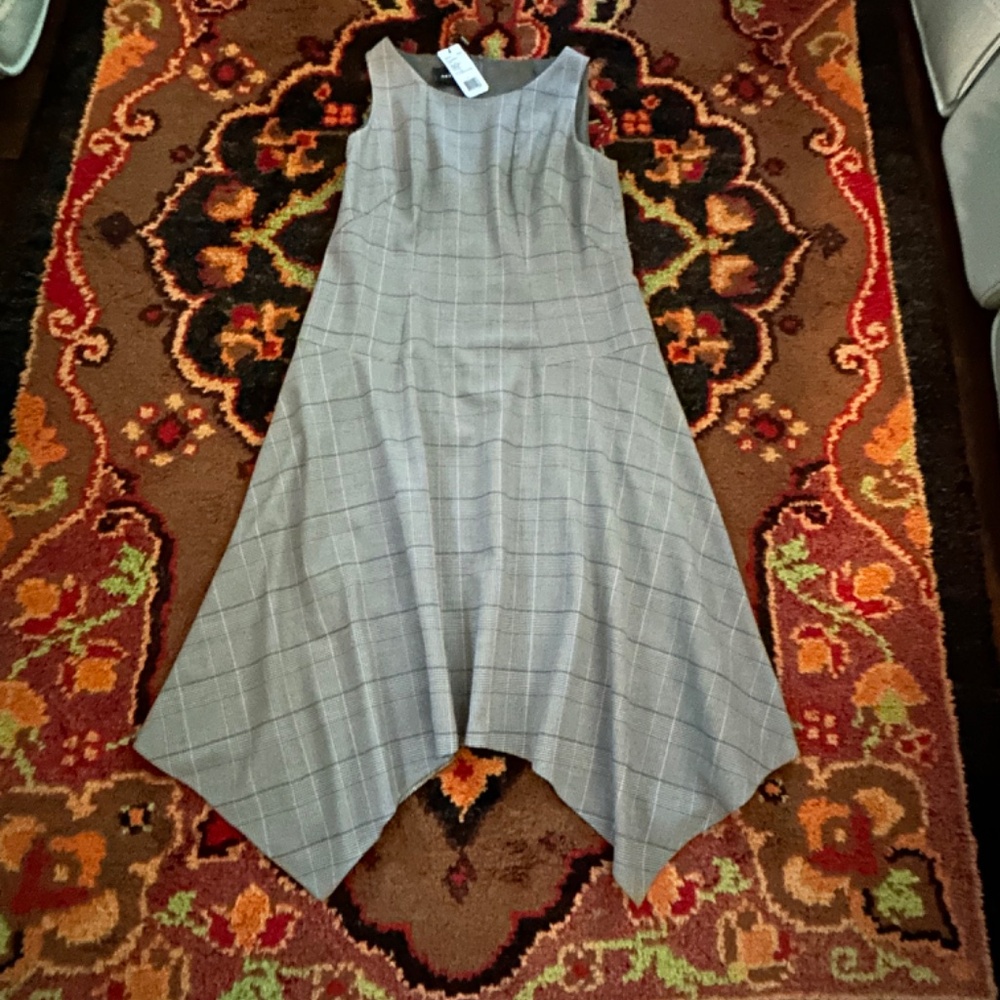 Akris Multicolor Asymmetrical Sleeveless Wool Dress, Size 12 - Picture 14 of 15